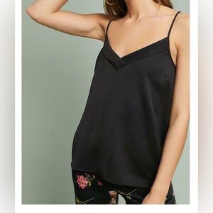 NWT Anthropologie Black Camisole Viscose Silky Tank Top M
